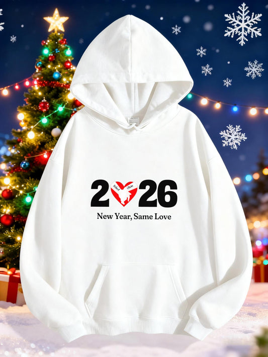 Women's Graphic Hoodie New Year Same Love With Festive Holiday Christmas Elements Hoodie