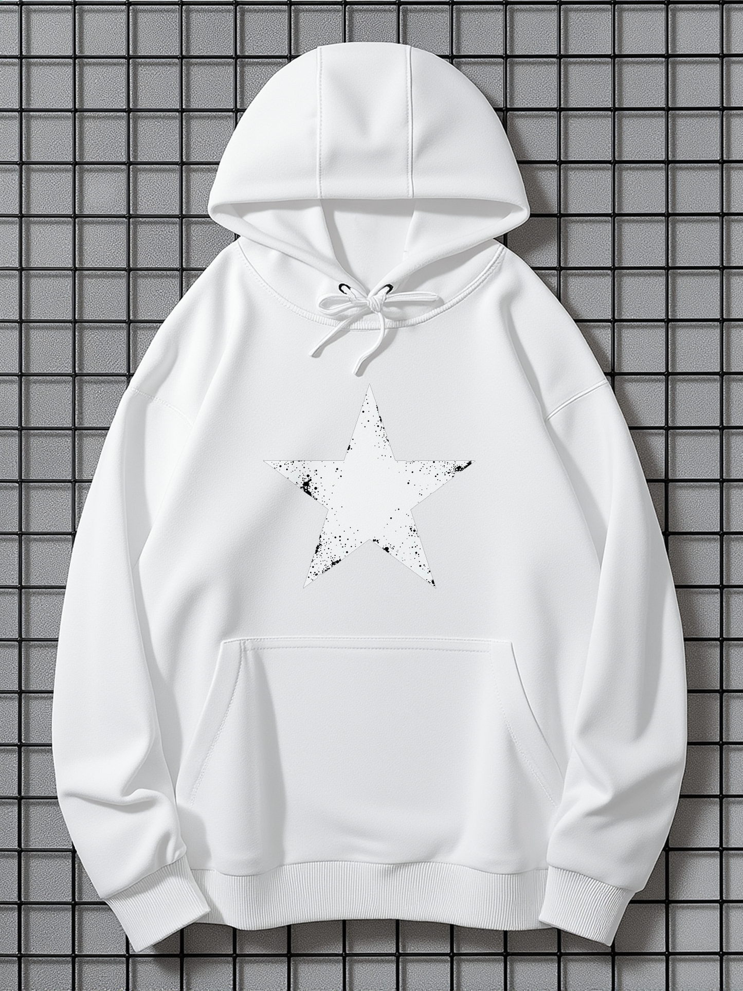 Men's Graphic Hoodie Minimalist Painted Star With Abstract Ink Splatter Motif Hoodie