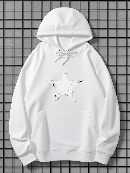 Men's Graphic Hoodie Minimalist Painted Star With Abstract Ink Splatter Motif Hoodie