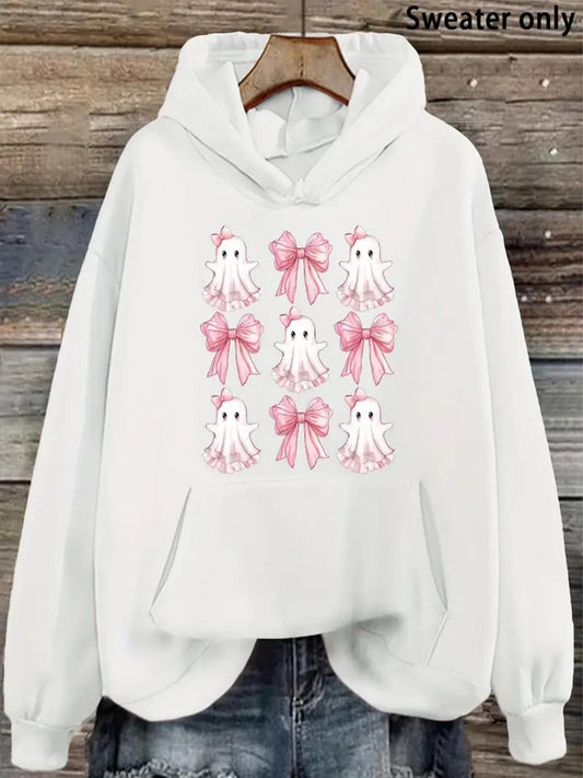 Women's Graphic Hoodie Playful Pink Bows And Delicate Cartoon Style Octopus