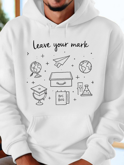 Men's Graphic Hoodie Leave Your Mark With Science Globes Books And Graduation Designs