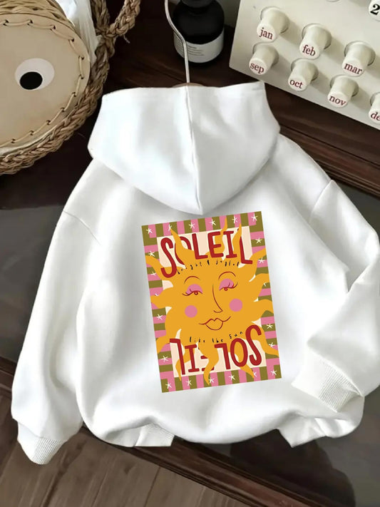 Women's Graphic Hoodie Soleil Vibrant Geometric Cartoon Sun With Playful Pastel Pattern Sun