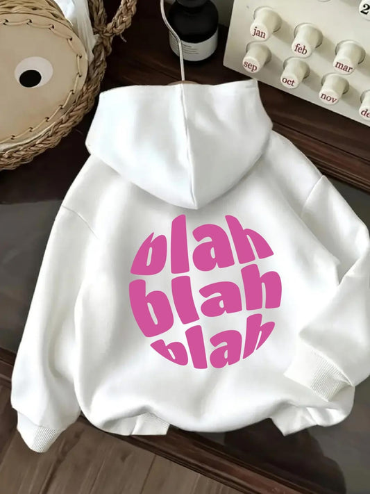 Women's Graphic Hoodie Pink Funky Slogan With Playful Circular Typography Hoodie
