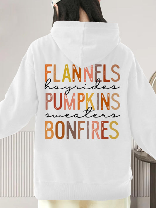 Women's Graphic Hoodie Flannels Hayrides Pumpkins Sweaters Bonfires Autumn Harvest Hoodie
