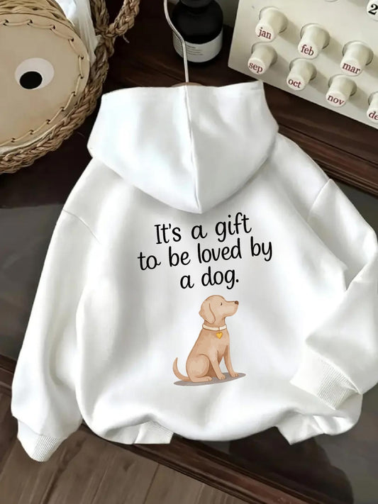 Women's Graphic Hoodie Its A Gift To Be Loved By A Dog Sitting Under Gentle Morning Light Dog