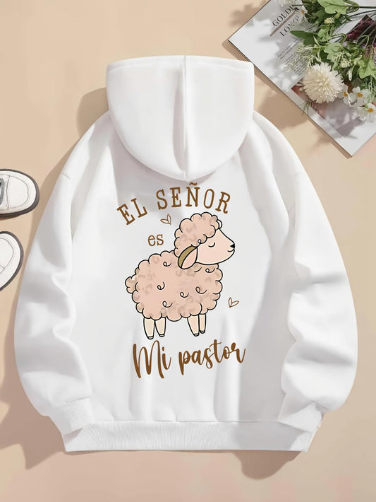 Women's Graphic Hoodie Cute Pastel Sheep Among Gentle Spring Blossoms Sheep
