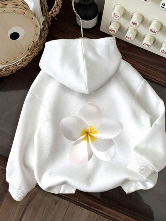 Women's Graphic Hoodie Delicate White Blossoms With Yellow Center On Elegant Flower
