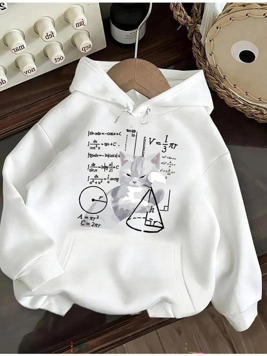 Women's Graphic Hoodie Abstract Geometry Formulas And Shaded Smoke Effect With Science Symbols Hoodie