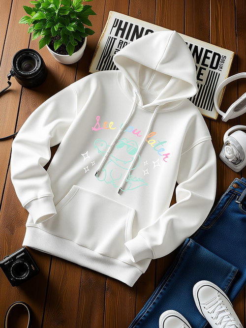 Men's Graphic Hoodie Pastel Dreamy Cloud Illustration With Floating Moons And Colorful Sparkling Stars Hooded Sweatshirt