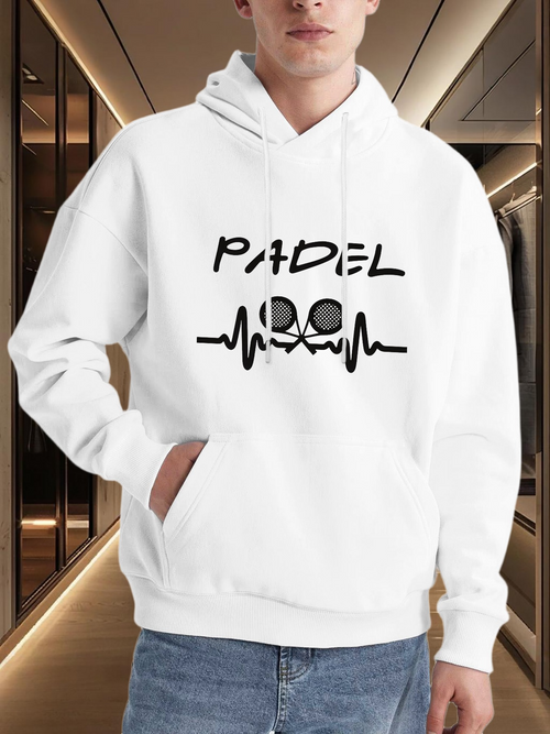 Men's Graphic Hoodie Padel Racket And Ball With Dynamic Heartbeat Graphic