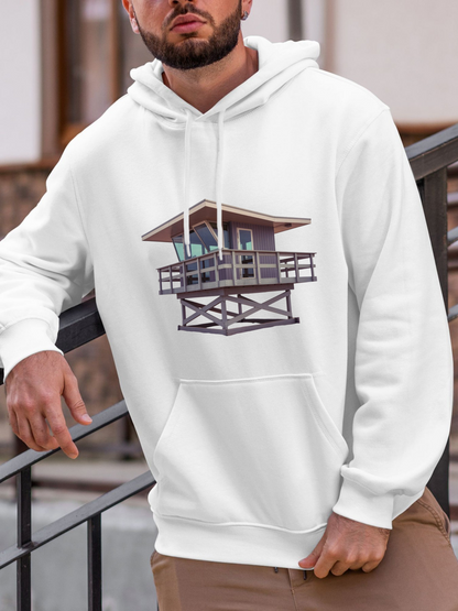 Men's Graphic Hoodie Wooden Cabin On Stilts With Sunlight Streaming Through Windows