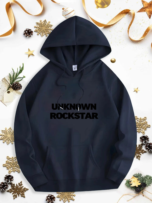 Men's Graphic Hoodie Unknown Rockstar Bold Shadows In Midnight Black Hoodie