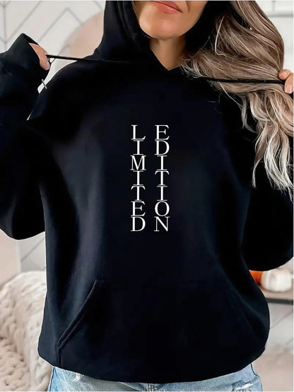 Women's Graphic Hoodie Limited Edition Large Modern Vertical Font Hoodie