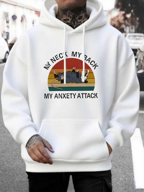 Men's Graphic Hoodie My Neck My Back My Anxiety Attack Under Sunset With Resting Cat