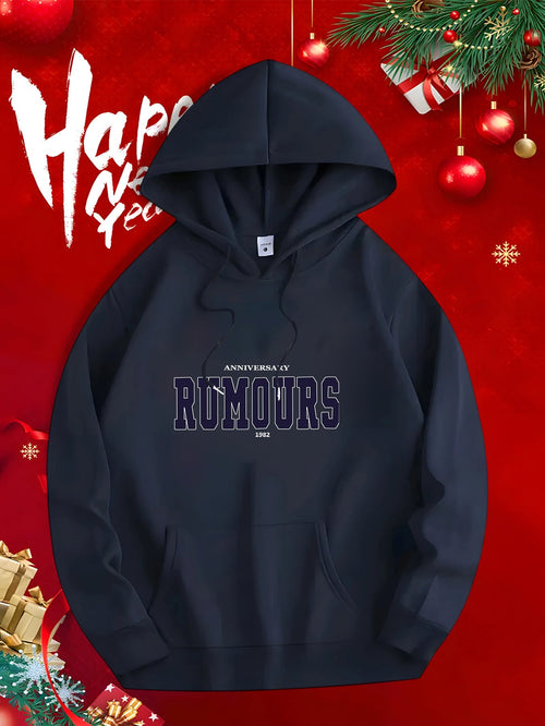 Men's Graphic Hoodie Modern Urban Autumn Style With Bold Lettering Among Minimalist Graphics Rumours