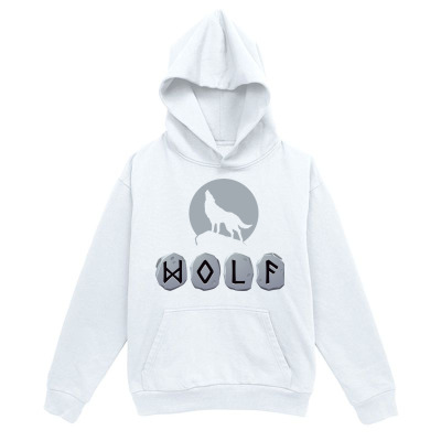 Men's Graphic Hoodie Wolf Howling At Full Moon With Stone Letter Blocks Wolf