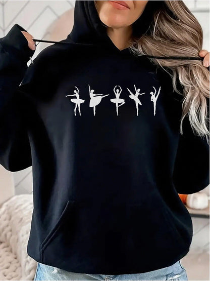 Women's Graphic Hoodie Graceful Motion Among Elegant Silhouettes Of Dancing Ballet Dancers