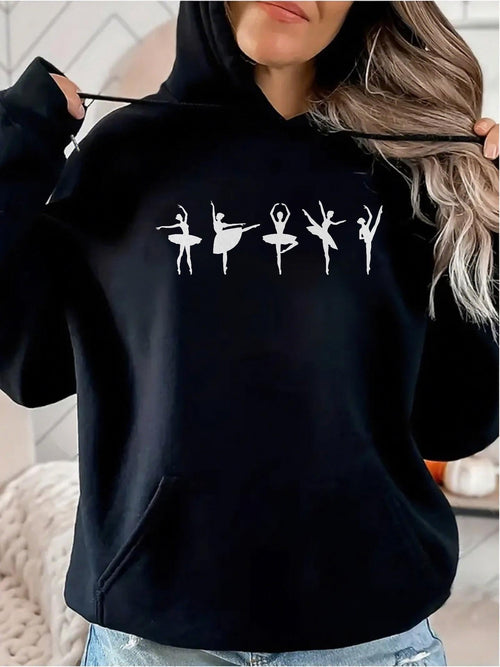 Women's Graphic Hoodie Graceful Motion Among Elegant Silhouettes Of Dancing Ballet Dancers