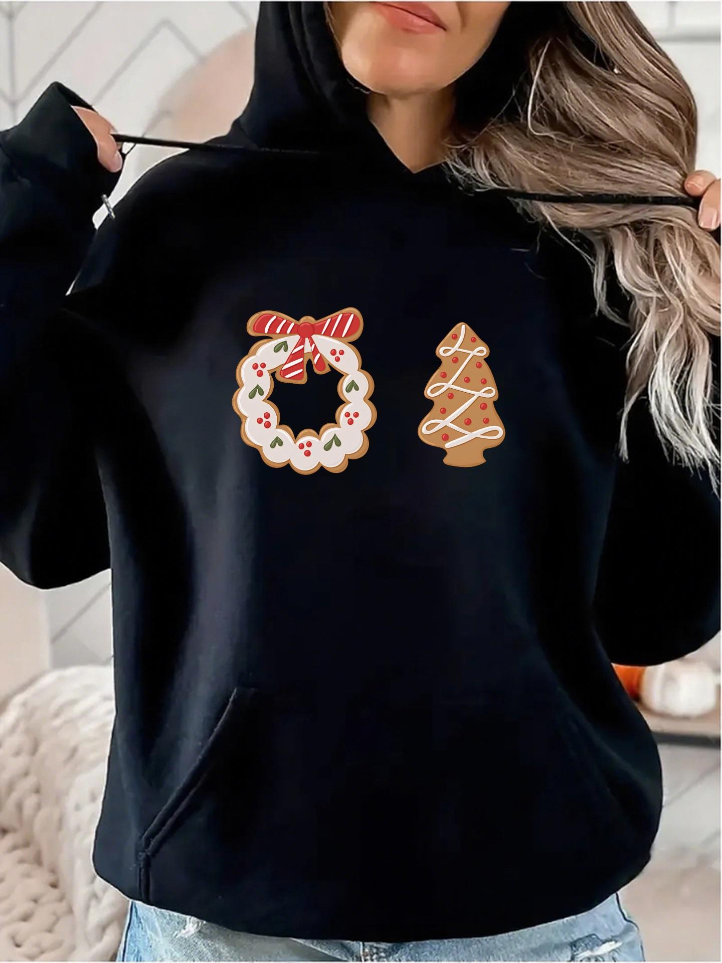 Women's Graphic Hoodie Frosted Cookies With Festive Sprinkles And Shining Celebration Wreath