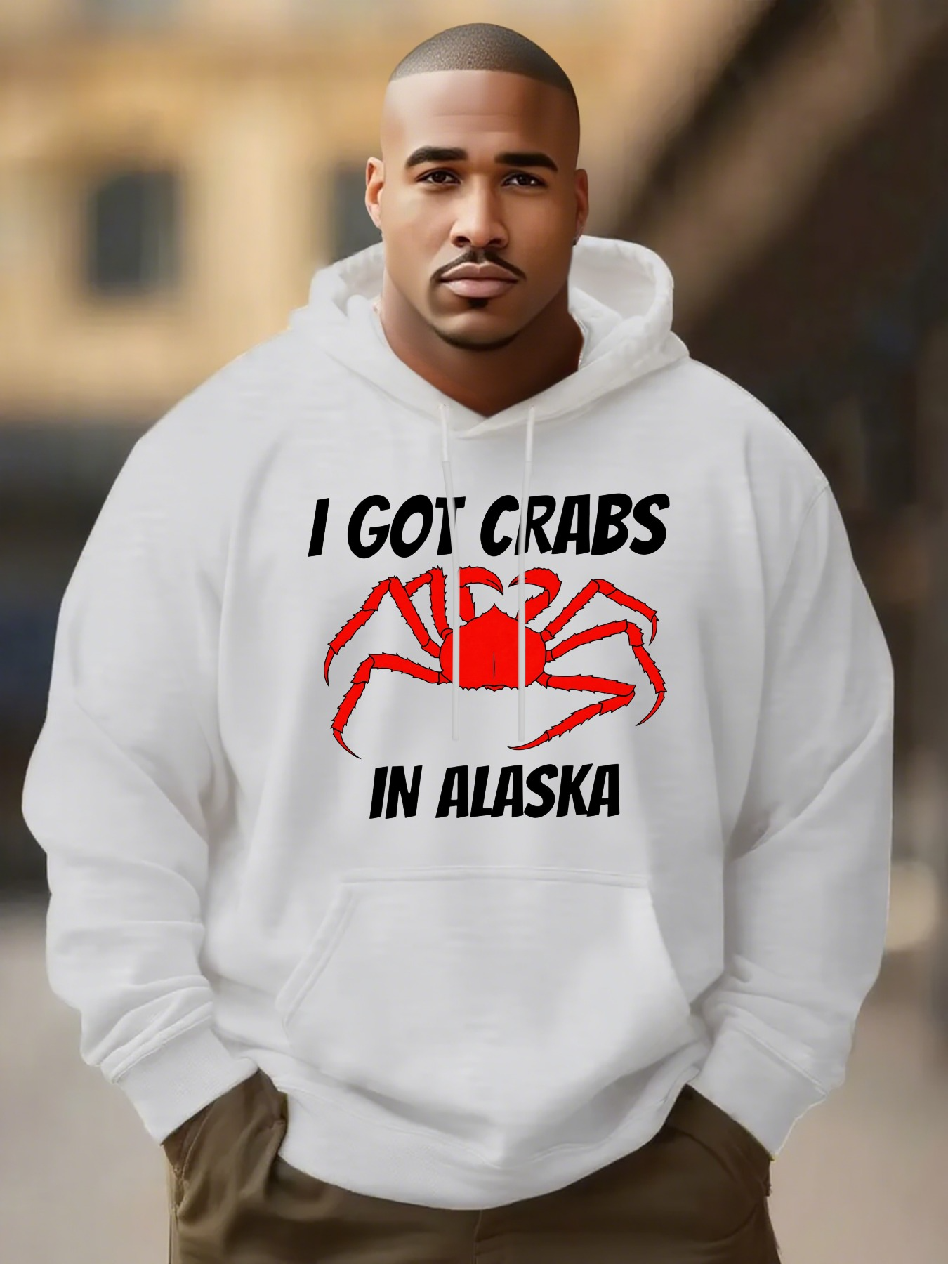 Men's Graphic Hoodie I Got Crabs In Alaska With Red Crab Illustration Among Arctic Motif