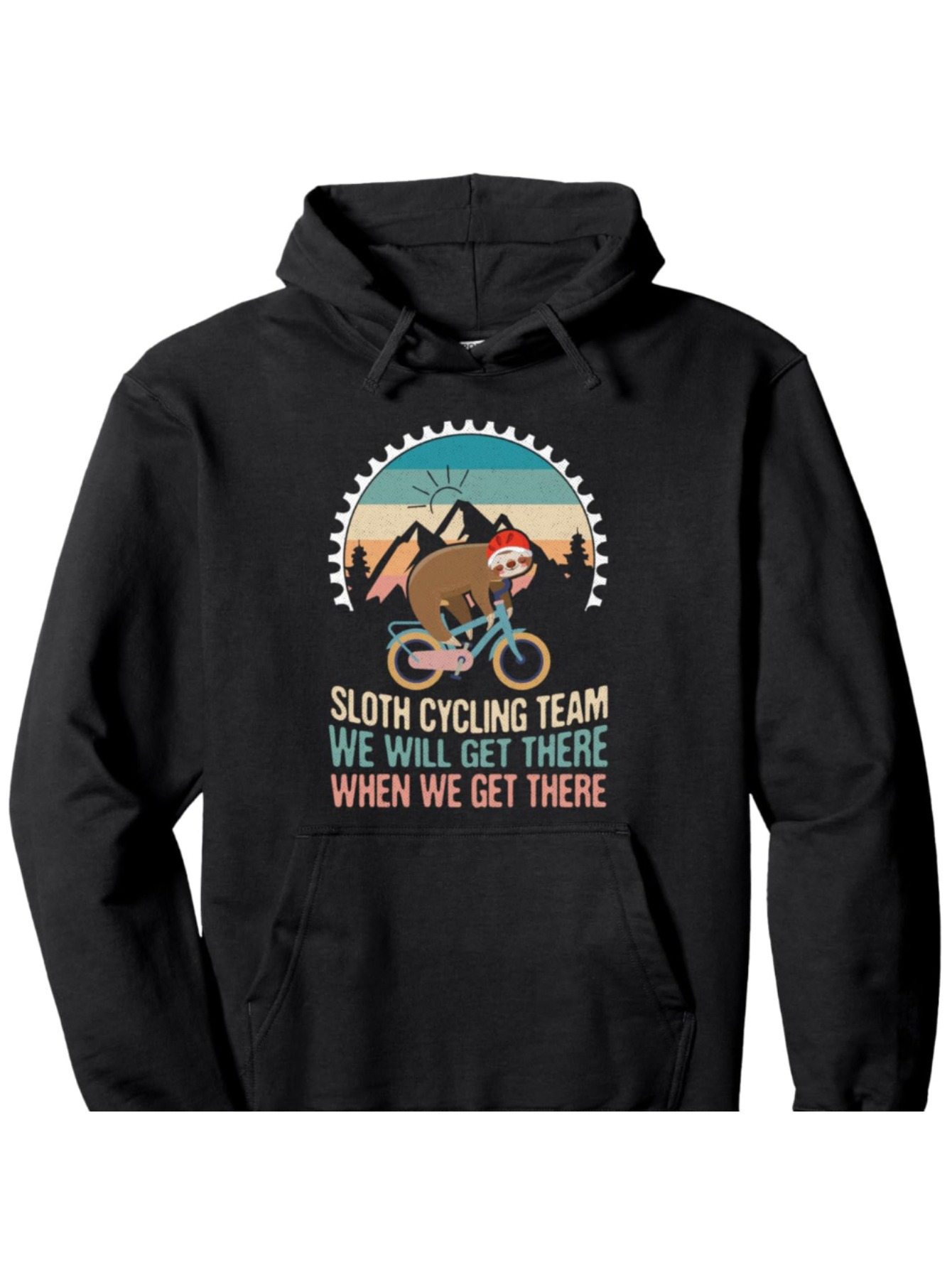 Men's Graphic Hoodie Sloth Cycling Team With Vintage Mountains And Bicycle Sloth