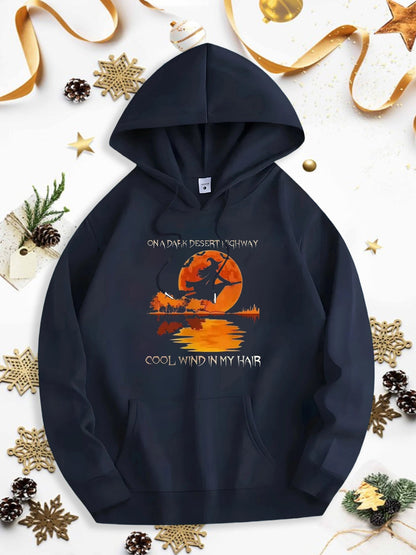 Men's Graphic Hoodie Cool Wind In My Hair Glowing Orange Sunset Reflected On Still Lake Fisherman