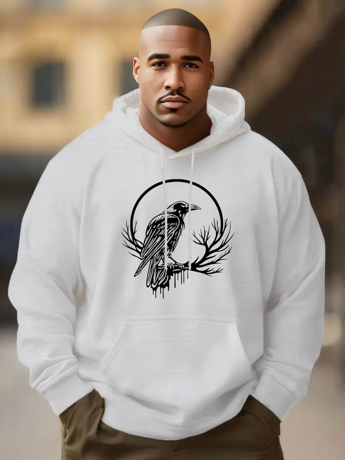 Men's Graphic Hoodie Mysterious Forest Bird Perched Among Abstract Branches In Moonlight Crow