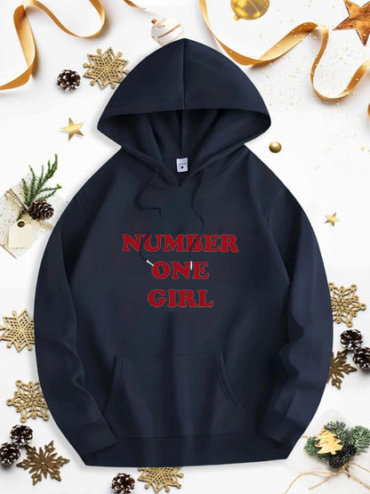 Men's Graphic Hoodie Number One Girl Bold Red Text On Classic Black Hoodie