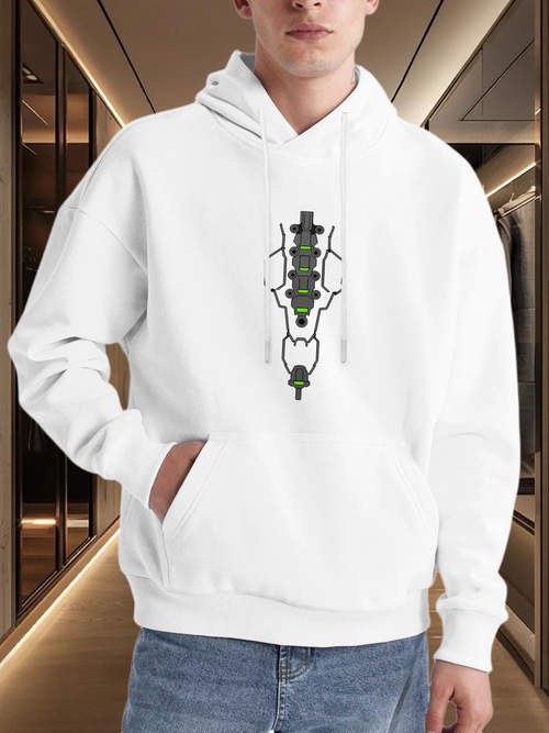 Men's Graphic Hoodie Electric Circuit Inspired Abstract Symmetry With Central Modern Linework Design