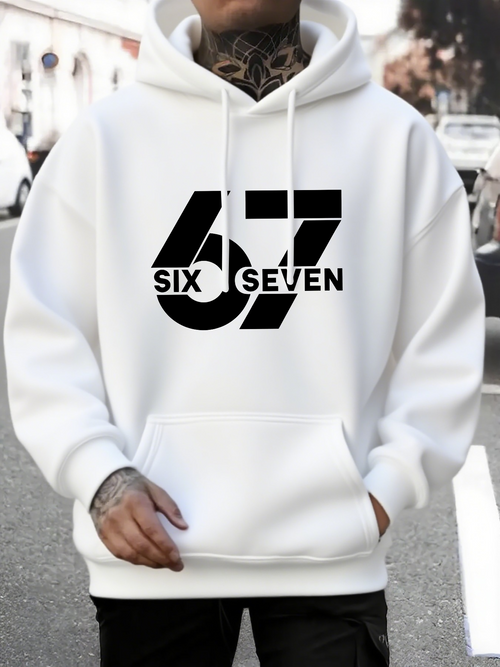 Men's Graphic Hoodie Six Seven Bold Typography With Large Graphic Numbers Hoodie