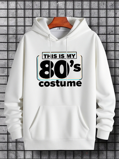 Men's Graphic Hoodie This Is My 80s Costume Retro Style Block Letters Hoodie