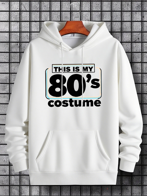 Men's Graphic Hoodie This Is My 80s Costume Retro Style Block Letters Hoodie
