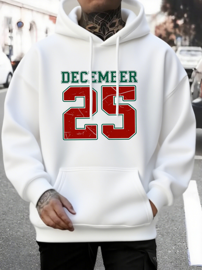 Men's Graphic Hoodie Green Letters With Bold Red Numbers December 25 Hoodie