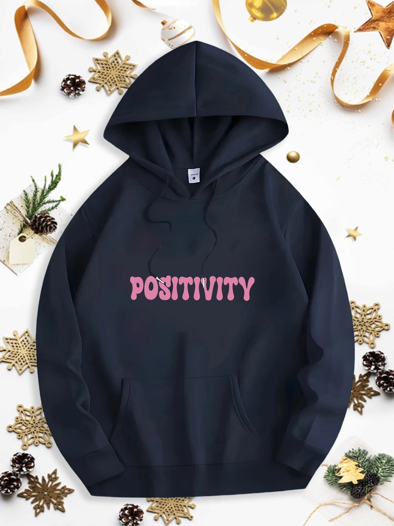 Men's Graphic Hoodie Positivity Playful Pink Bubbly Letters In Cheerful Bold Design Hoodie