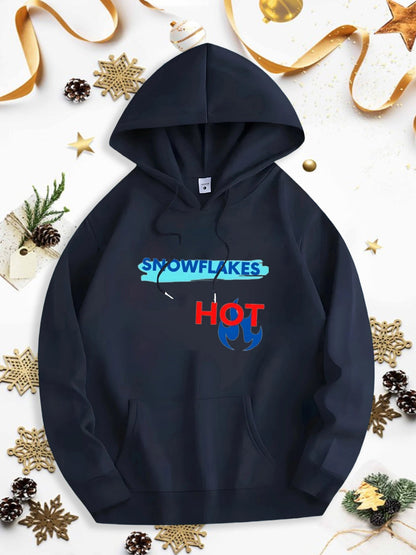 Men's Graphic Hoodie Snowflakes Graphic With Red Hot Lettering Surrounded By Festive Holiday Accents Hoodie