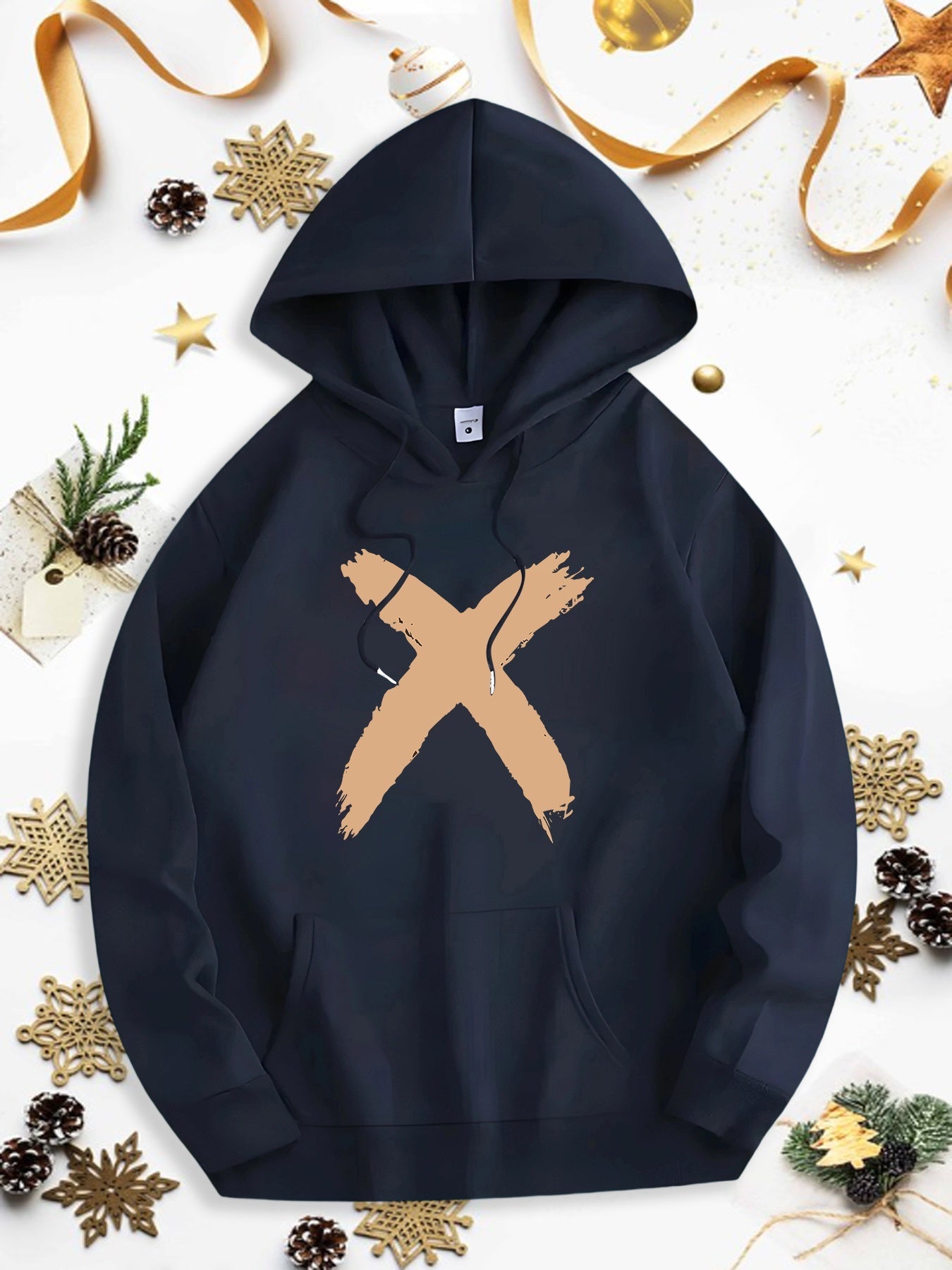 Men's Graphic Hoodie Brush Stroke Painted Print With Abstract Symbols Hoodie