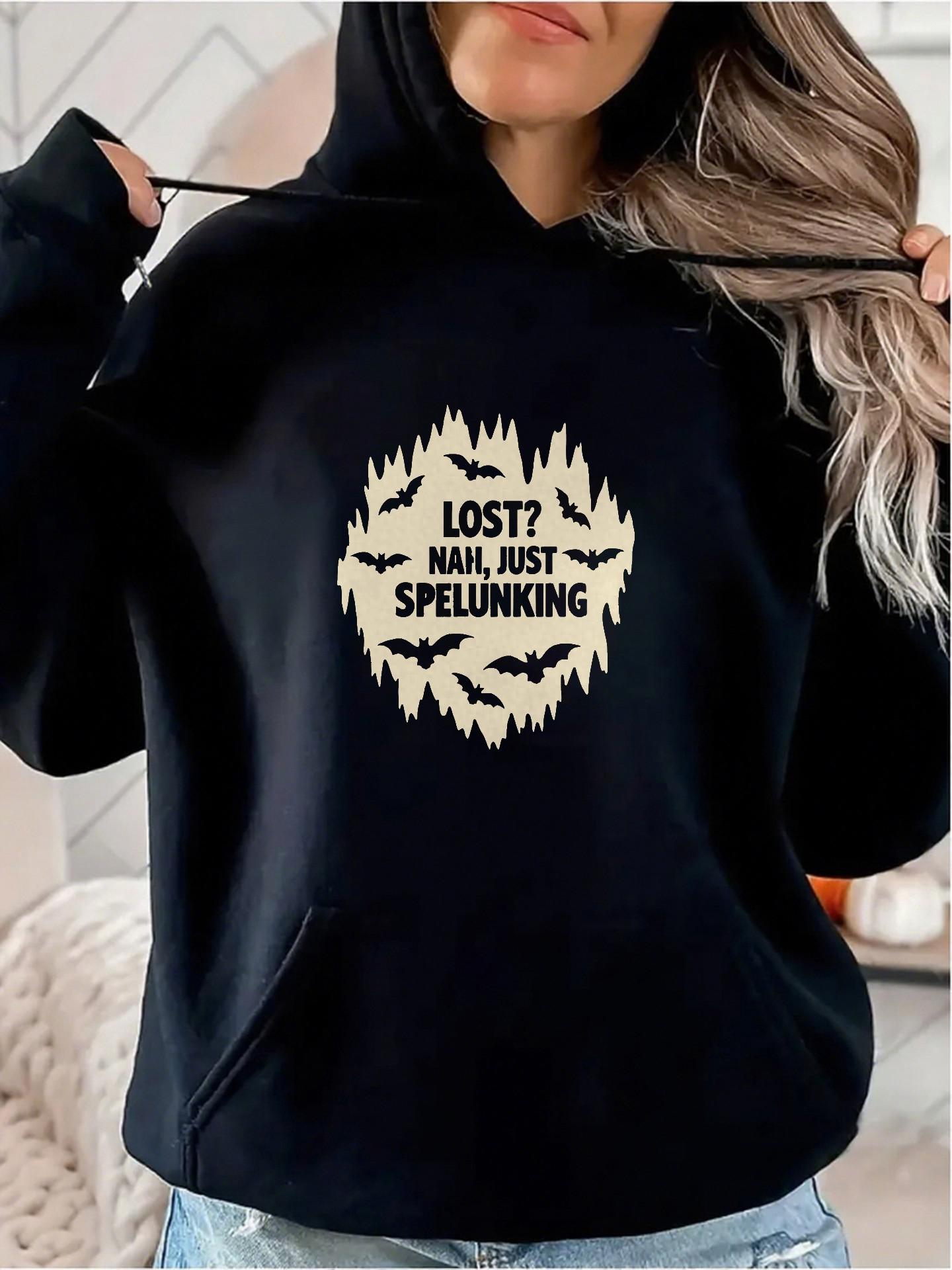 Women's Graphic Hoodie Lost Mail Just Spelunking With Bats Among Stalactites Under Darkness Hoodie