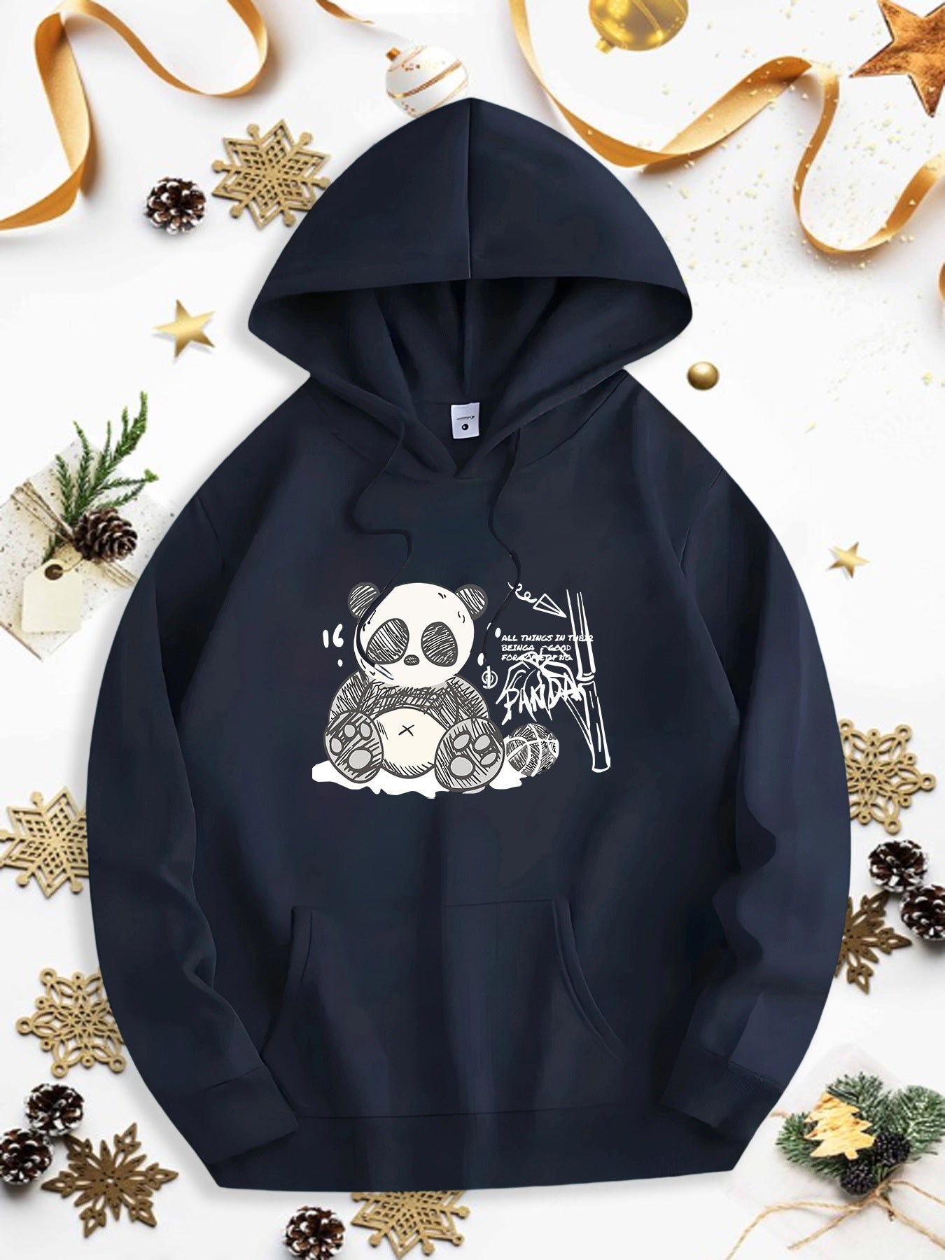 Men's Graphic Hoodie Bamboo Forest With Gentle Leaves Surrounding A Cute Panda