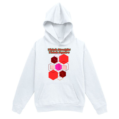 Men's Graphic Hoodie White Hexagons Pattern With Contrasting Pink Red Geometry