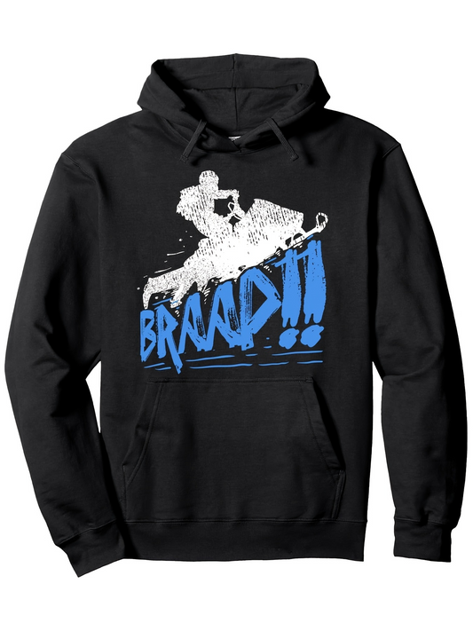 Men's Graphic Hoodie Blue Splatters Skid Marks And Dynamic Energy Snowmobile