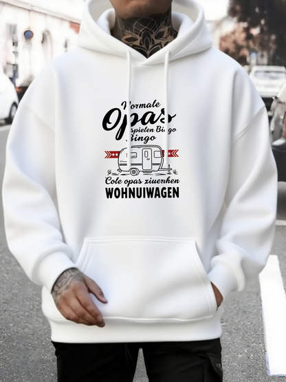 Men's Graphic Hoodie Simple Outline Camper Among Traveling Holiday Adventure Wohnunwagen