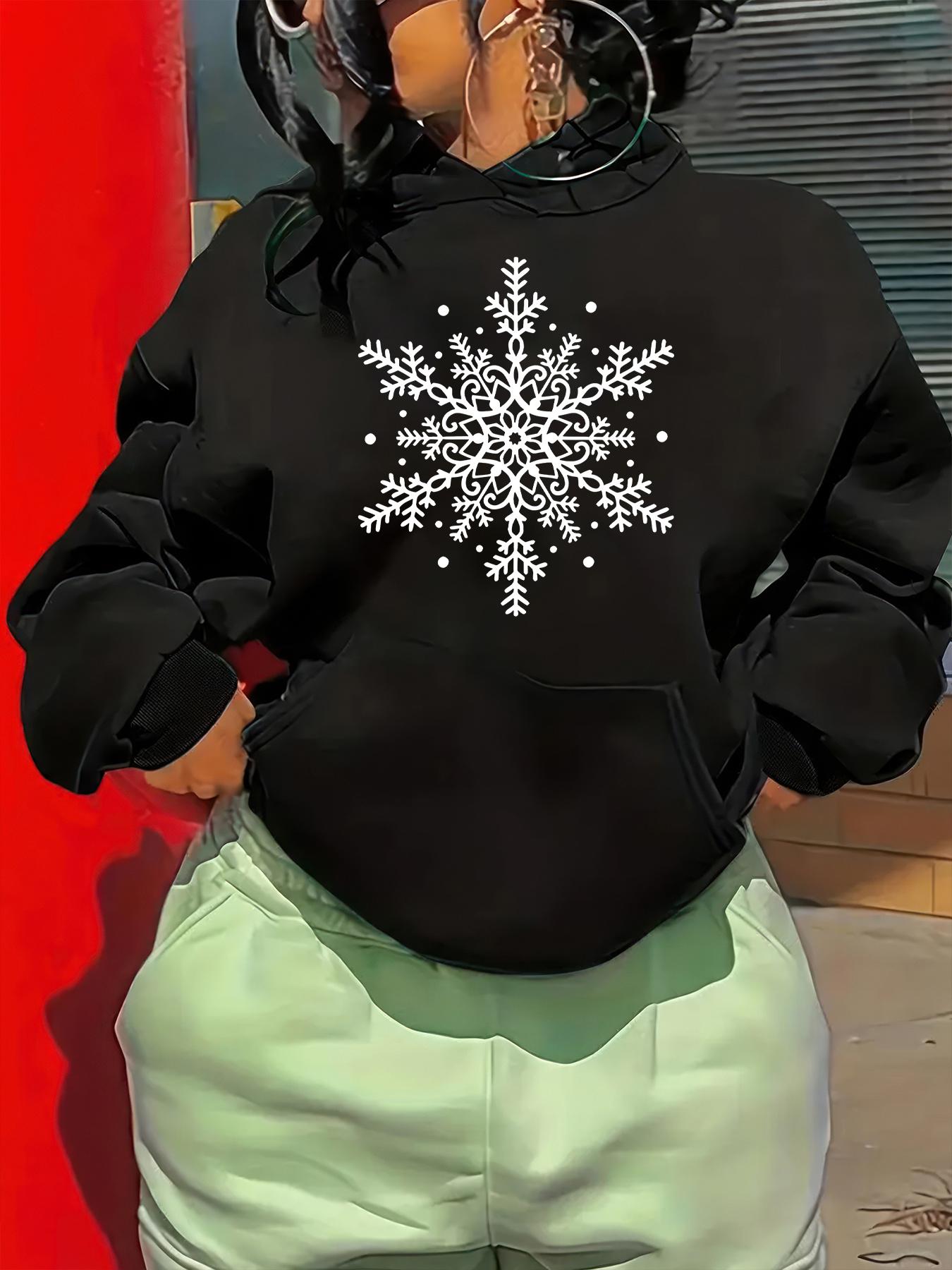 Women's Graphic Hoodie Intricate Crystal Patterned Frost Among Winter Snowflake