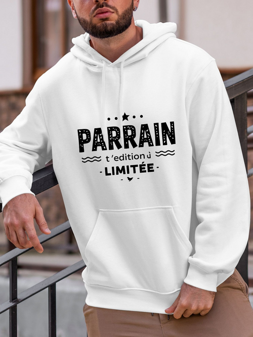 Men's Graphic Hoodie No English Text Clean White Sweatshirt With Bold Graphic And Minimalist Typography Design Hoodie