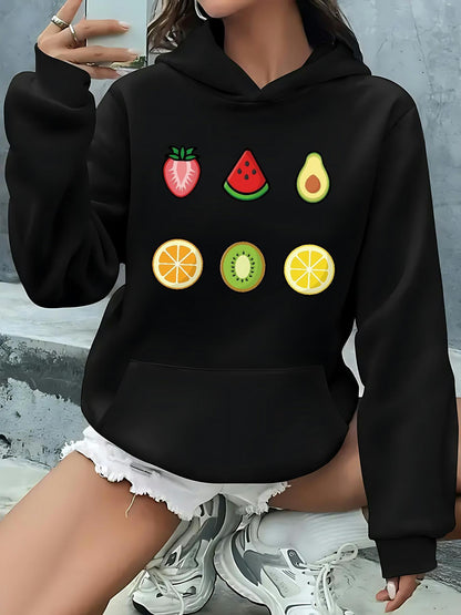Women's Graphic Hoodie Bright Fresh Summer Fruit With Citrus Kiwi And Melon Fruit