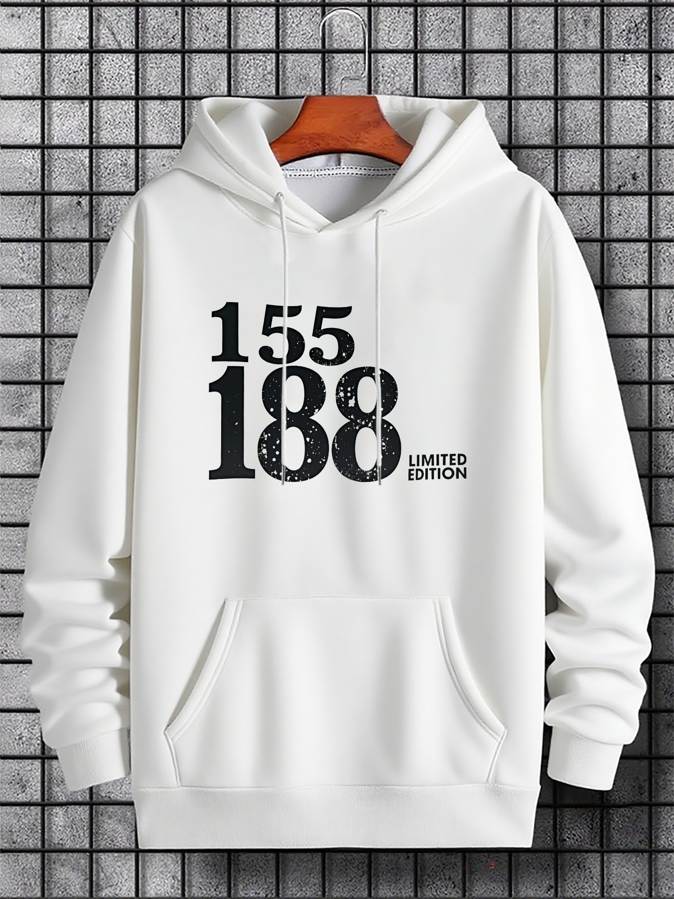 Men's Graphic Hoodie Limited Edition Bold Text With Grunge Distressed Numbers Hoodie
