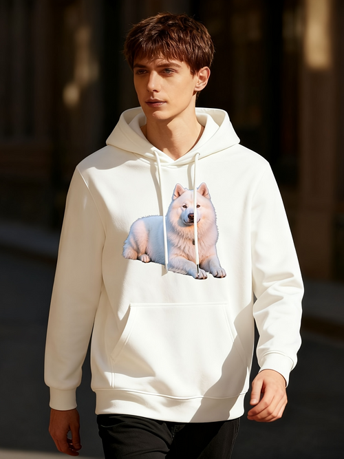 Men's Graphic Hoodie Soft Pastel Light Shadow Under Calm Chow Chow Dog