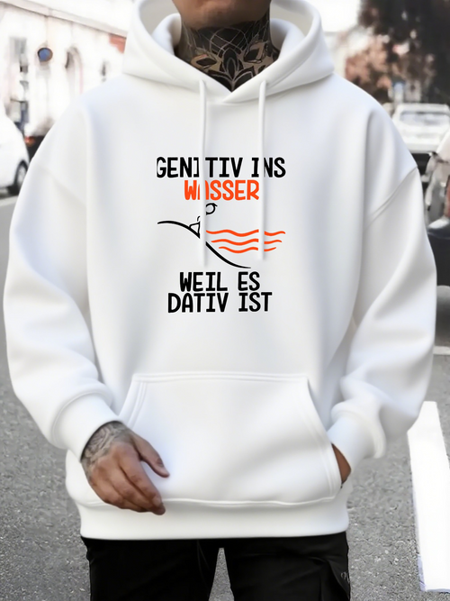Men's Graphic Hoodie German Grammar Water Dativ Print