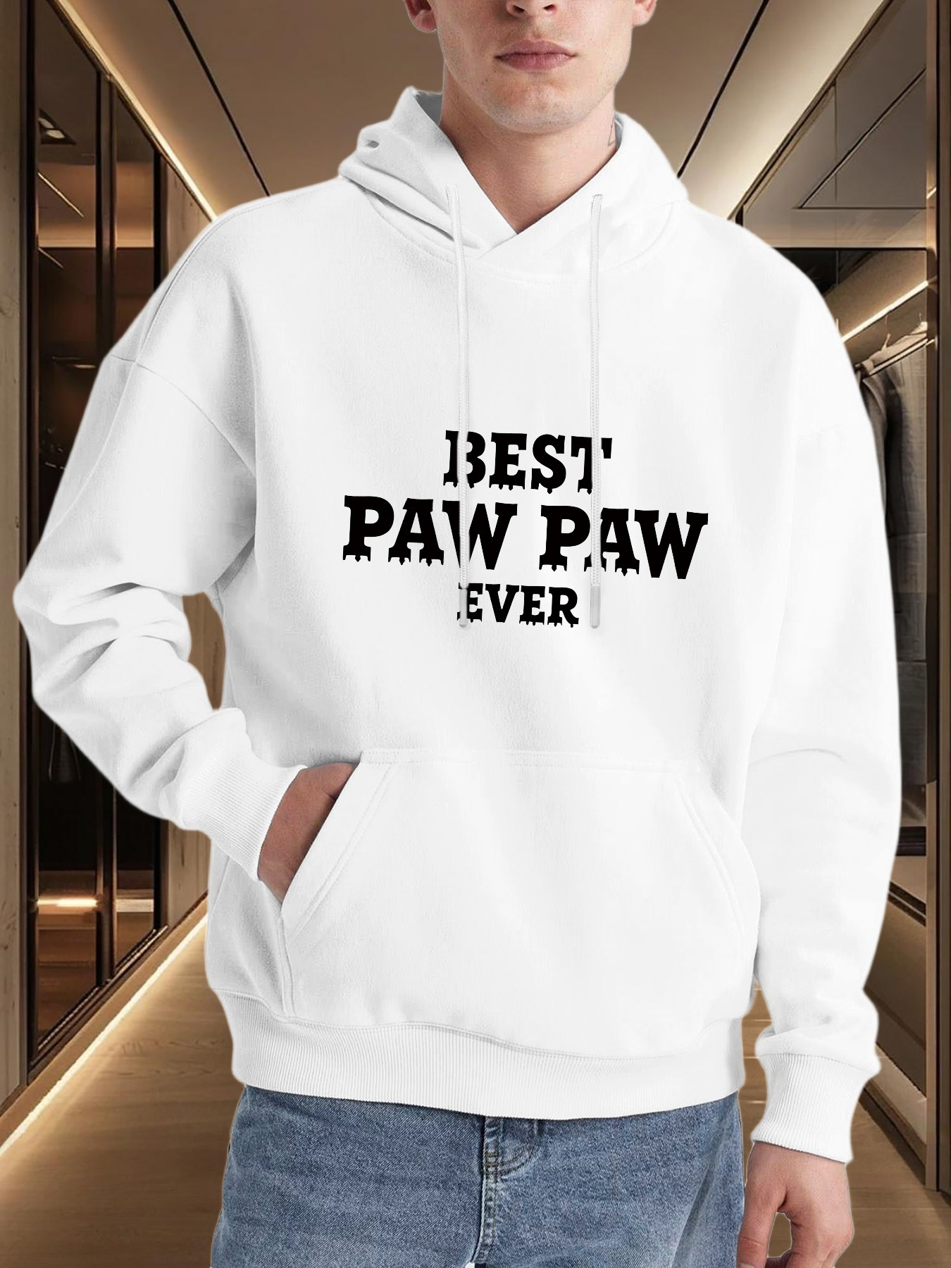 Men's Graphic Hoodie Best Paw Paw Ever Bold Black Lettering With Minimalist Urban Hoodie