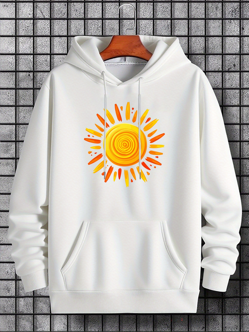 Men's Graphic Hoodie Radiant Sun With Bold Bright Yellow Circular Rays Sun