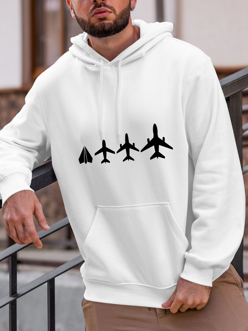 Men's Graphic Hoodie Silhouetted Evolution Of Aircraft Lined Up Under Open Sky Airplane